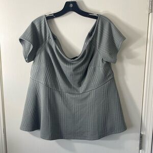 Torrid Women’s Grey Off-Shoulder Short Sleeve Peplum Top Plus Size 2X